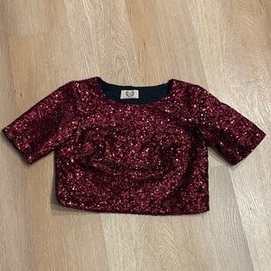 Sweet Pea Burgundy Sequin Blouse